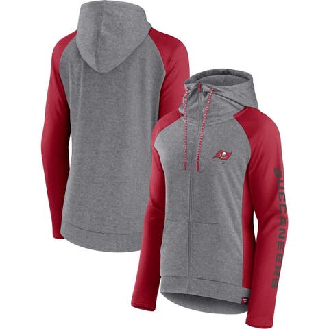 Women's Fanatics Branded  Heather Gray/College Red Tampa Bay Buccaneers Blind Side Lightweight Full-Zip Hoodie