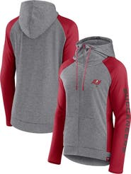 FANATICS Women's Fanatics Branded  Heather Gray/College Red Tampa Bay Buccaneers Blind Side Lightweight Full-Zip Hoodie