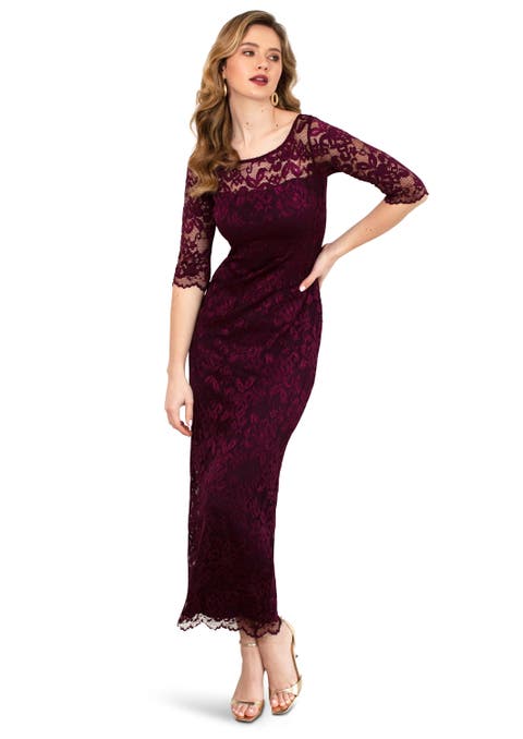 Lila 3/4 Sleeve Lace Maxi Gown