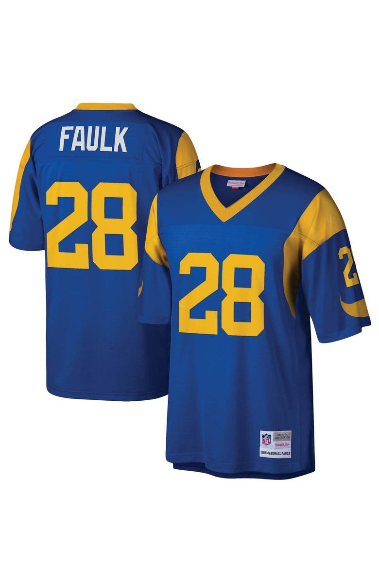 Mitchell & Ness Men's Mitchell & Ness Marshall Faulk Royal Los Angeles Rams Legacy Replica Jersey, Main, color, 