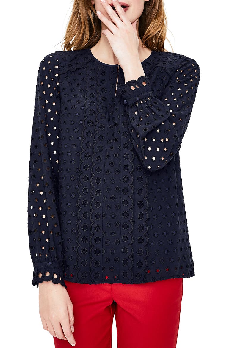 Eyelet Top, Main, color, FRENCH NAVY