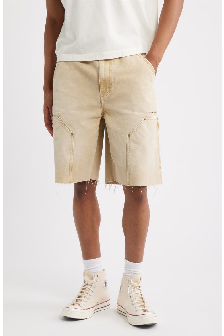 Ripped Carpenter Denim Shorts, Main, color, KHAKI
