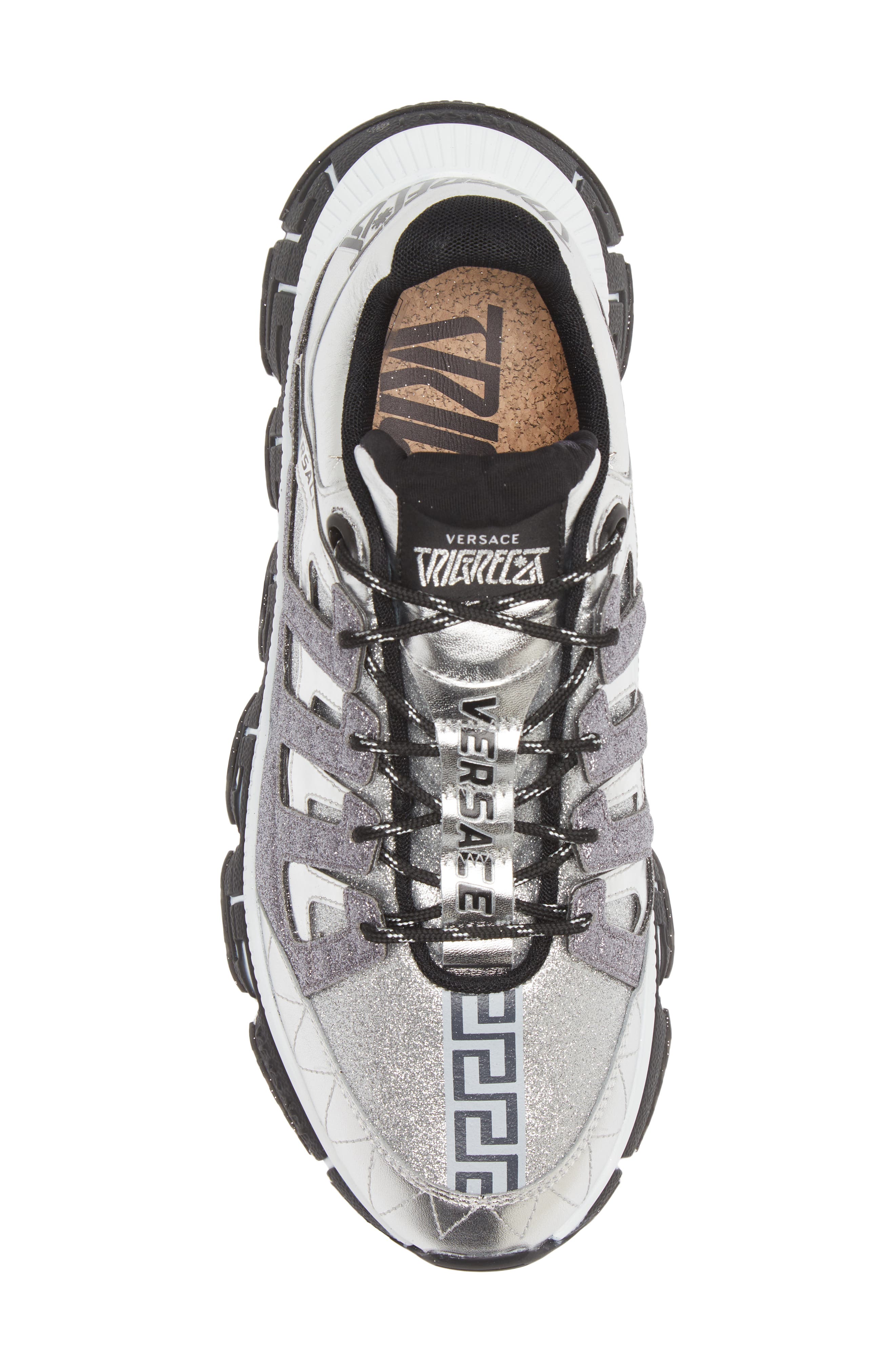 Versace Trigrecca Glitter Sneaker, Alternate, color, 