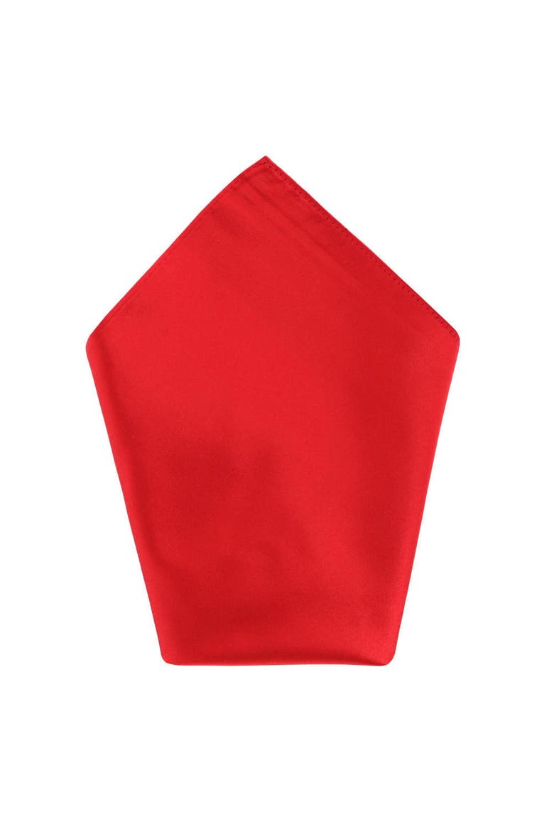 Sutton Solid Color Silk Brace Bow Tie & Pocket Square Combo, Alternate, color, Red