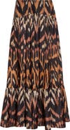 Zimmermann Aster Ikat Print Tiered Silk Skirt