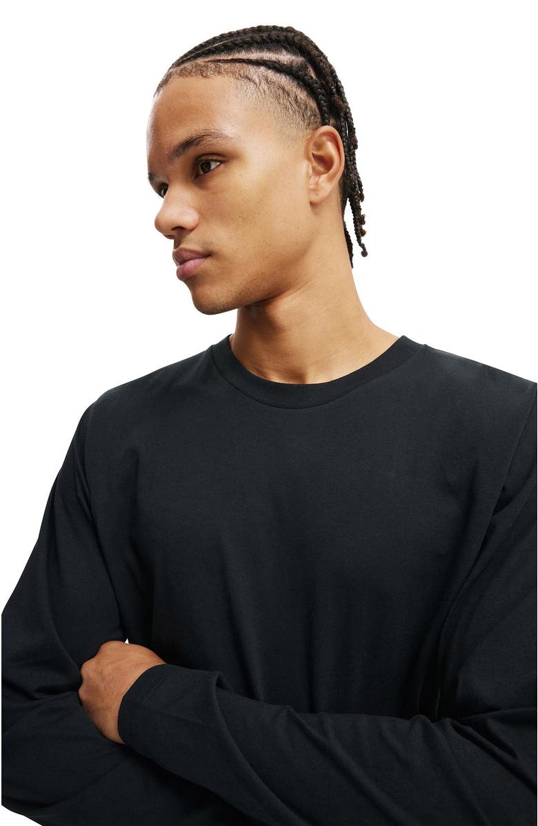 Cotton On Men's Cropped Fit Long Sleeve, Alternate, color, Black