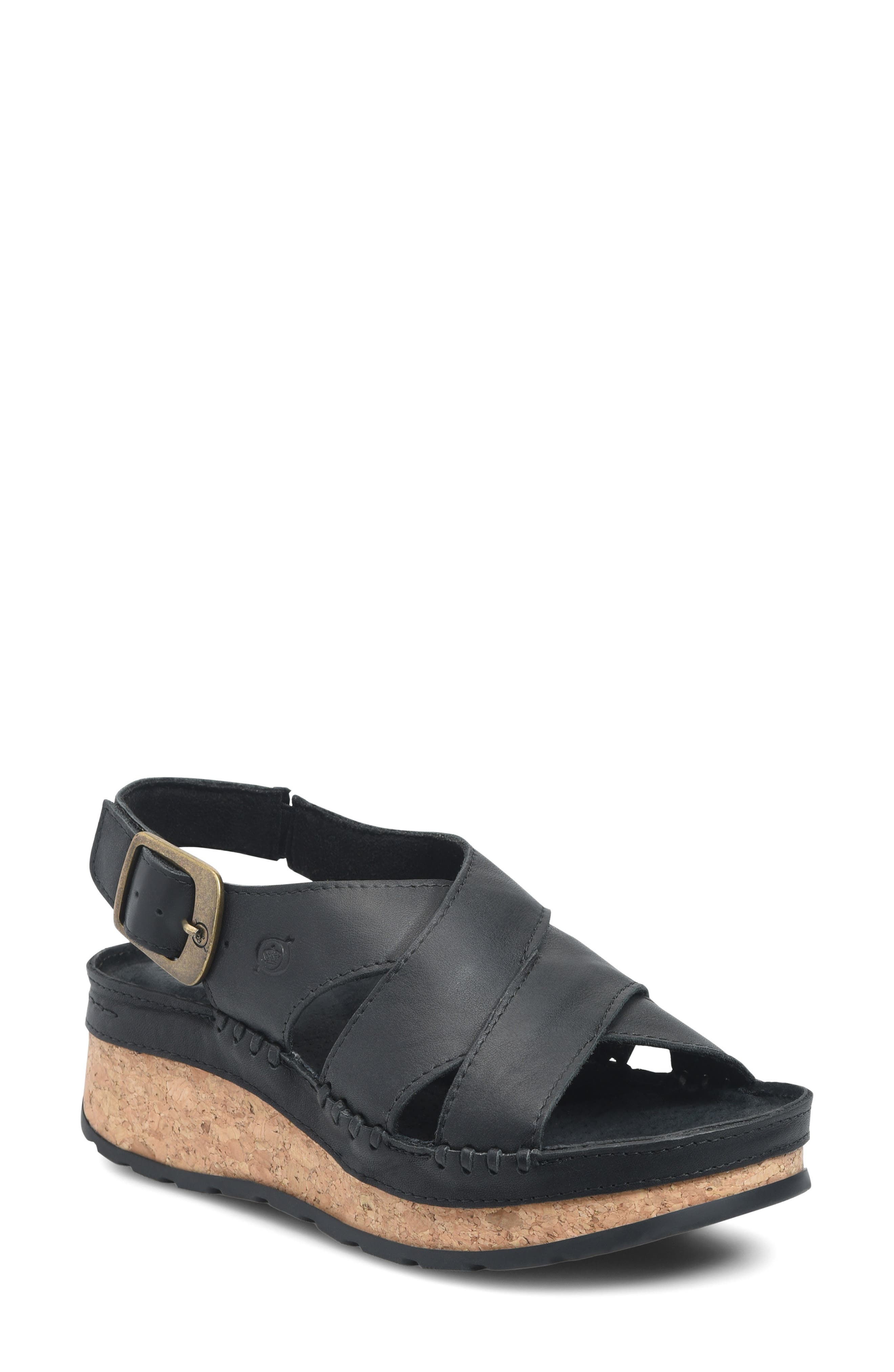Børn Kavala Platform Sandal, Main, color, Black Leather