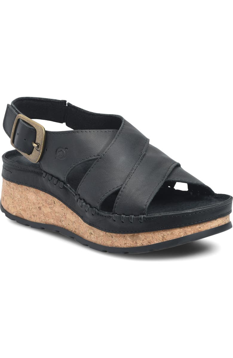 Børn Kavala Platform Sandal, Main, color, Black Leather