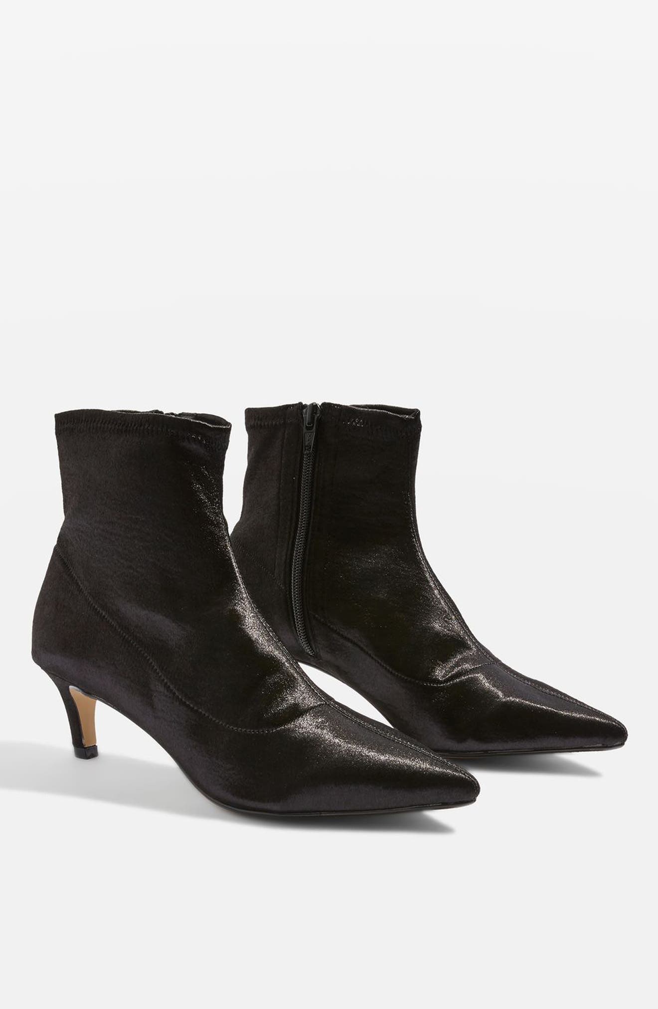 Bon Bon Satin Sock Bootie, Main, color, BLACK