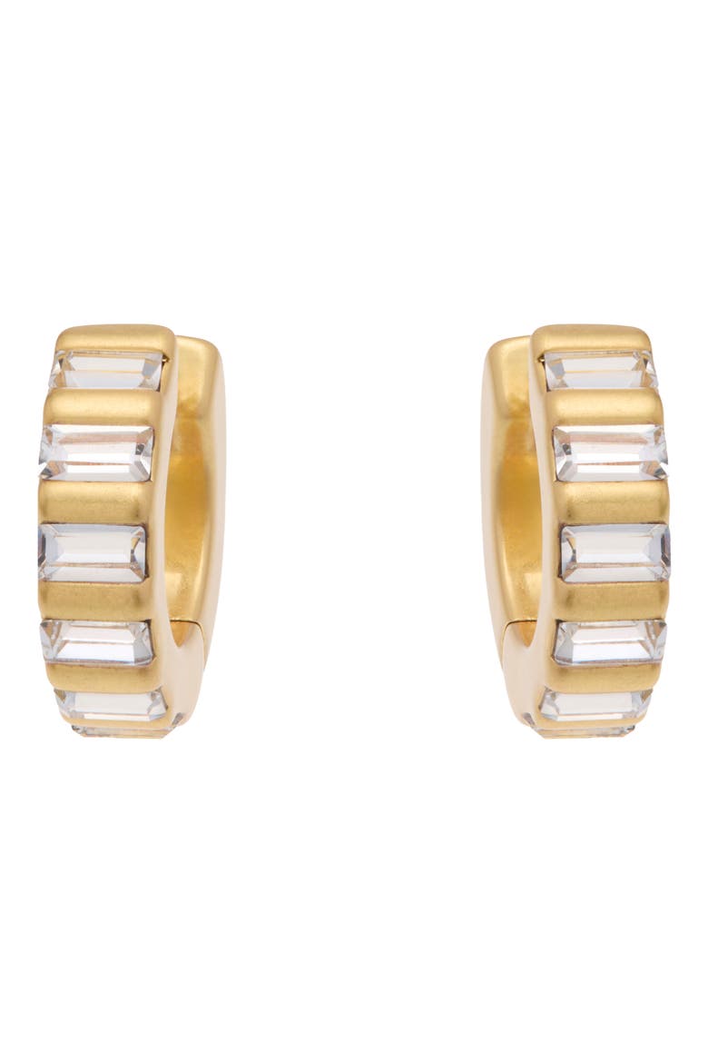 Liza Linear Crystal Huggie Hoop Earrings, Alternate, color, GOLD TONE / CLEAR CRYSTAL