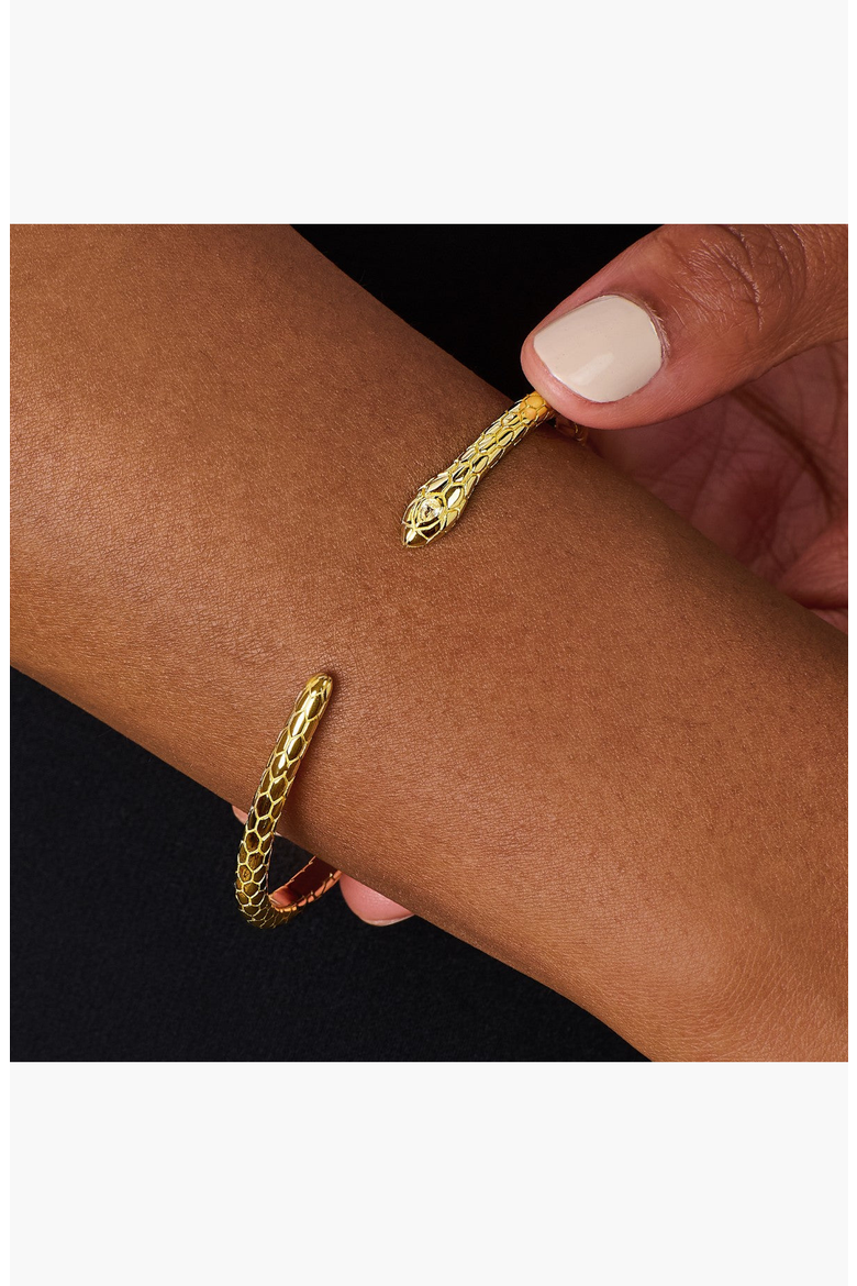 Snake Cuff Bracelet, Alternate, color, Gold