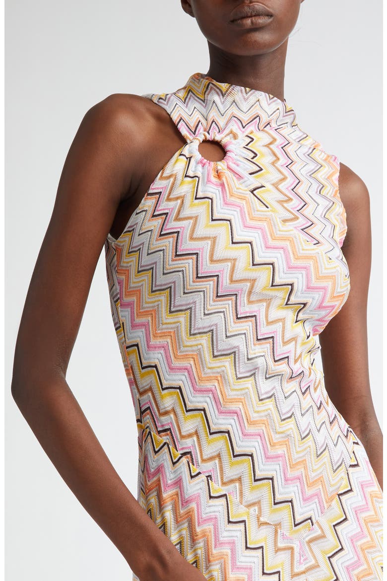Twist Detail Metallic Raschel Lace Dress, Alternate, color, MULTI PINK ORANGE BEIGE