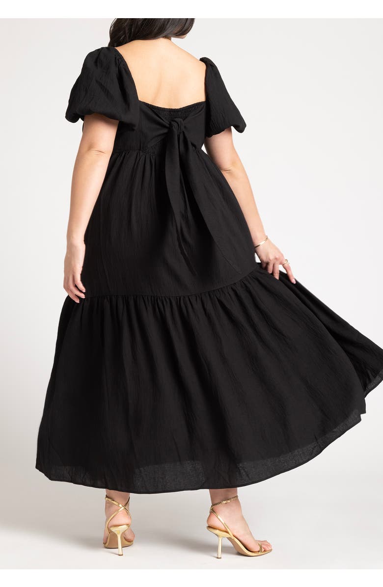 ELOQUII Puff Sleeve Tiered Dress, Alternate, color, Black Onyx