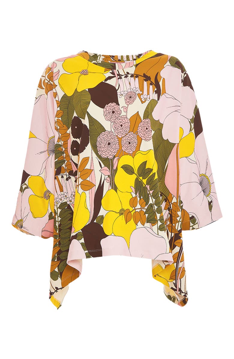 La DoubleJ Meditation Poncho Big Flower Rose Pink, Alternate, color, 