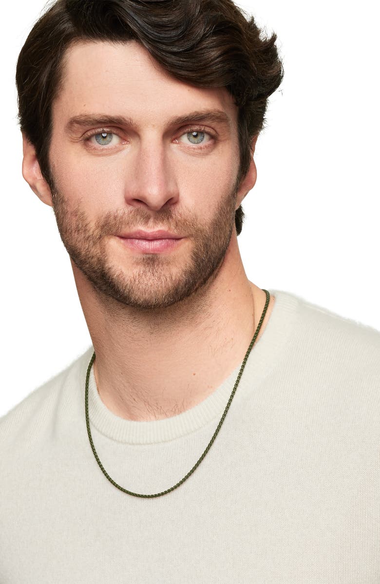 David Yurman Men's Box Chain Necklace in Sterling Silver with Green Stainless Steel, 2.7mm, Alternate, color, Green/ Silver/ Stainless Steel