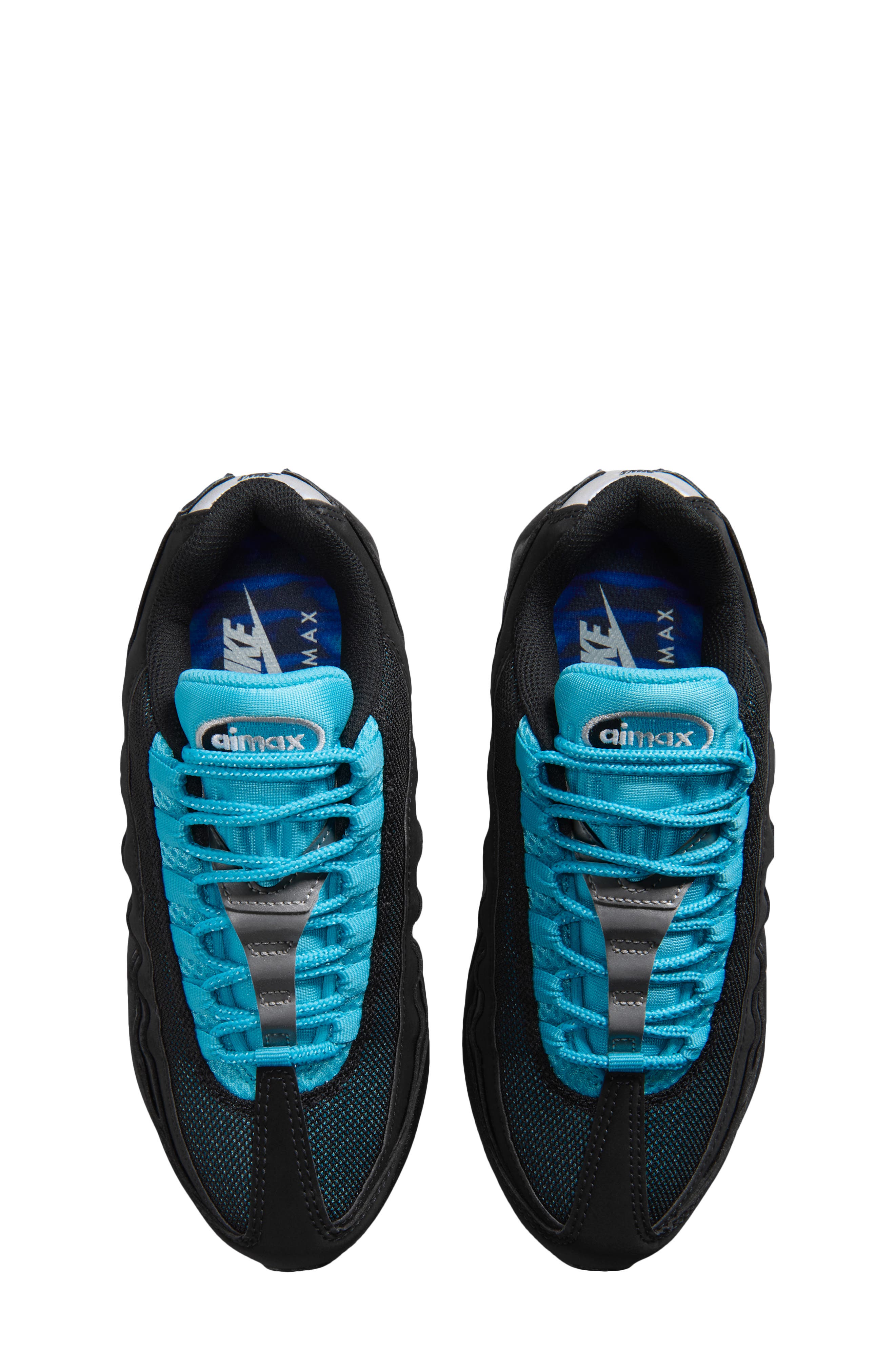 Kids' Air Max 95 SE Sneaker, Alternate, color, BLACK/ BLUE/ SILVER/ CHROME