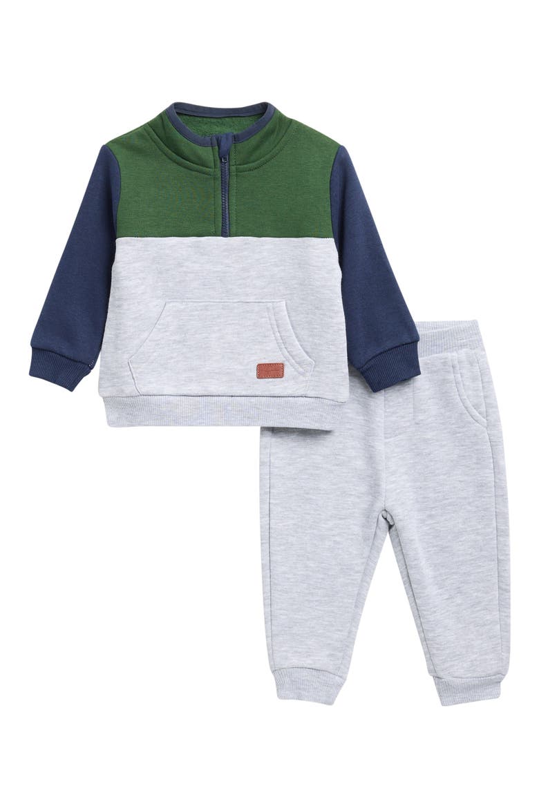 Colorblock Sweatshirt & Joggers Set, Main, color, GREEN SPRUCE
