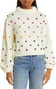 FARM Rio Rainbow Pom Blouson Sleeve Sweater