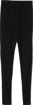 Balmain High Waist Monogram Velvet Leggings