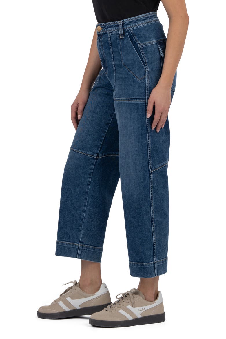 Ashton High Waist Crop Wide Leg Barrel Jeans, Alternate, color, MEDIUM WASH