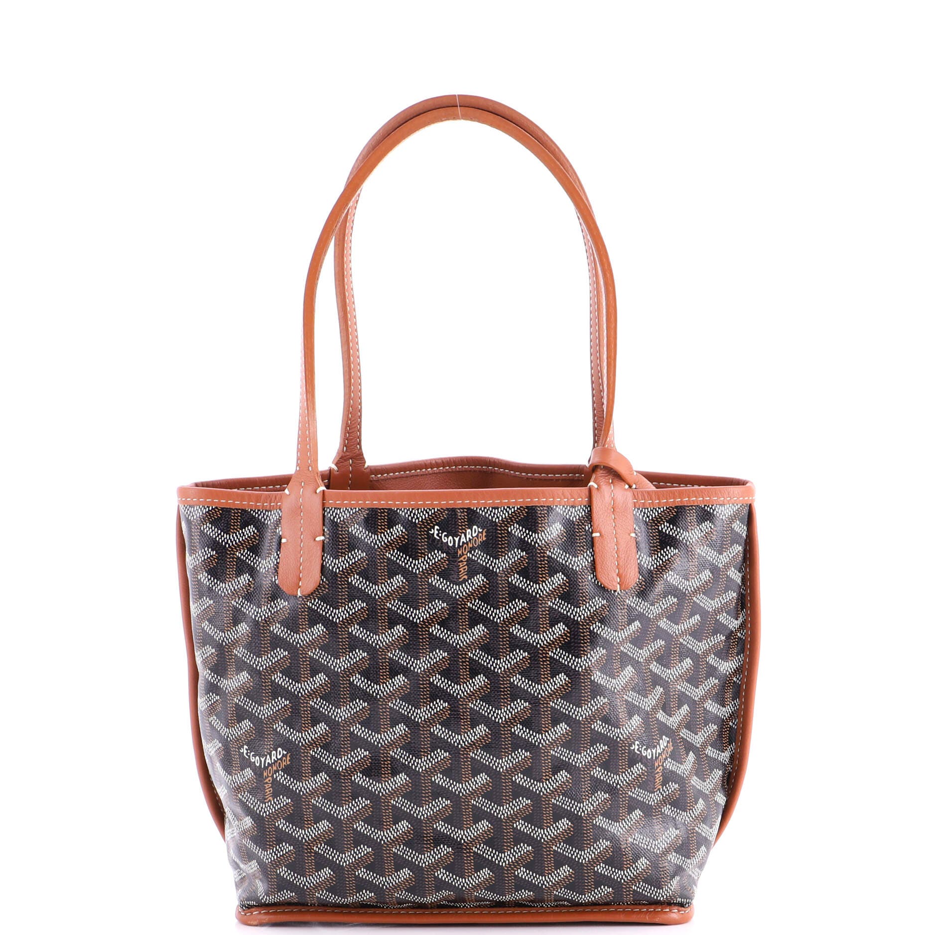 Pre-Owned Goyard Anjou Reversible Tote Coated Canvas Mini, Main, color, Brown