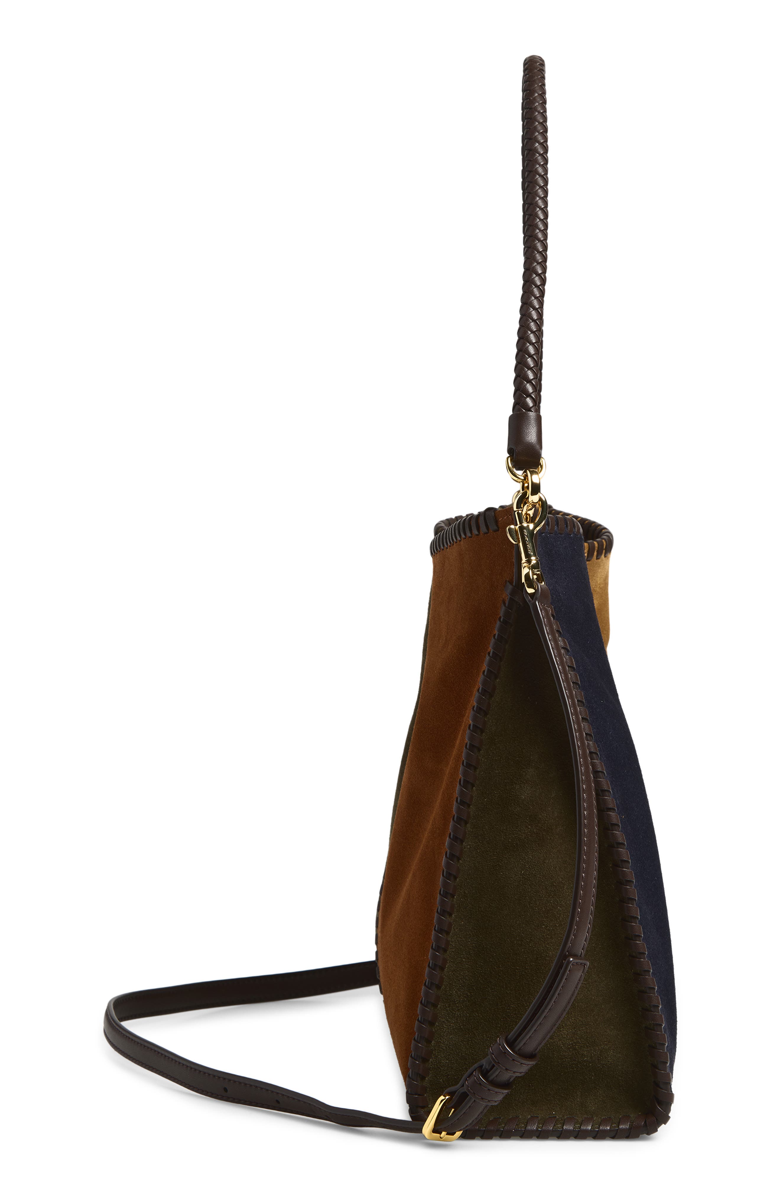 Veronica Beard Vida Colorblock Suede Hobo Bag, Alternate, color, Cypress Multi