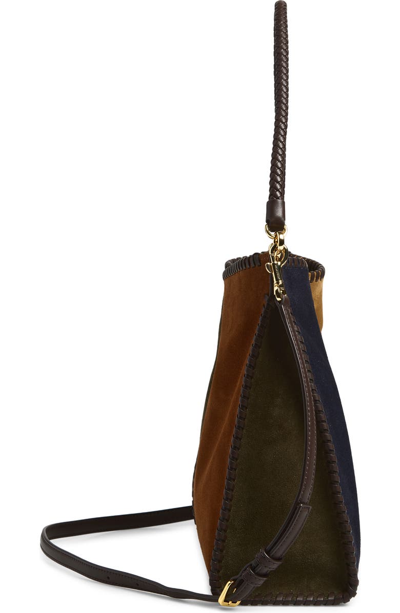 Veronica Beard Vida Colorblock Suede Hobo Bag, Alternate, color, Cypress Multi