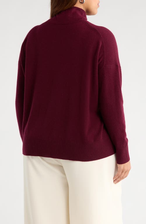 Nordstrom Oversize Cashmere Turtleneck Sweater In Burgundy