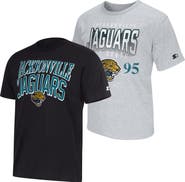 STARTER Men's Starter Black/Heather Gray Jacksonville Jaguars Two-Pack Throwback Logo T-Shirt Set