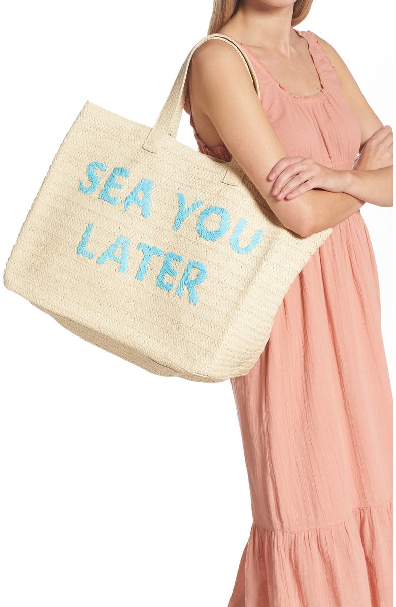 BTB Los Angeles Sea You Later Straw Tote, Alternate, color,