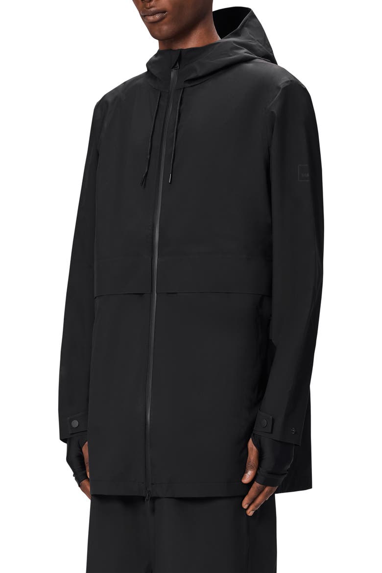 Suva Hardshell Hooded Long Rain Jacket, Alternate, color, BLACK