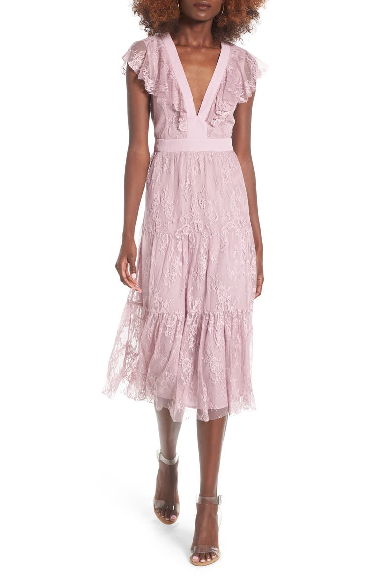 Hadley Lace Midi Dress, Main, color, LAVENDER