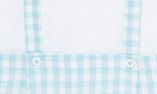 Shop Little Me Cotton Gingham Romper & Hat Set In Blue Check
