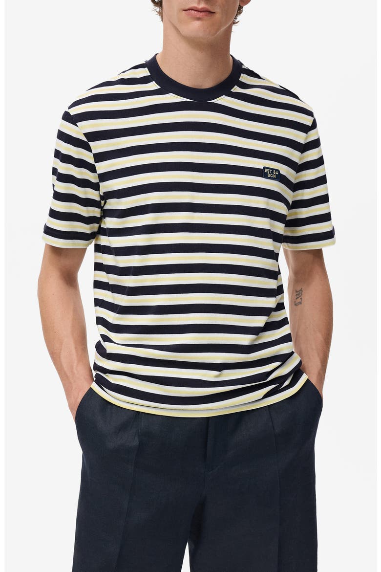 Regular Fit Stripe Cotton T-Shirt, Main, color, NAVY