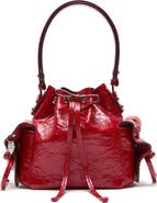 Acne Studios Mini Multipocket Crinkled Shiny Leather Bucket Bag