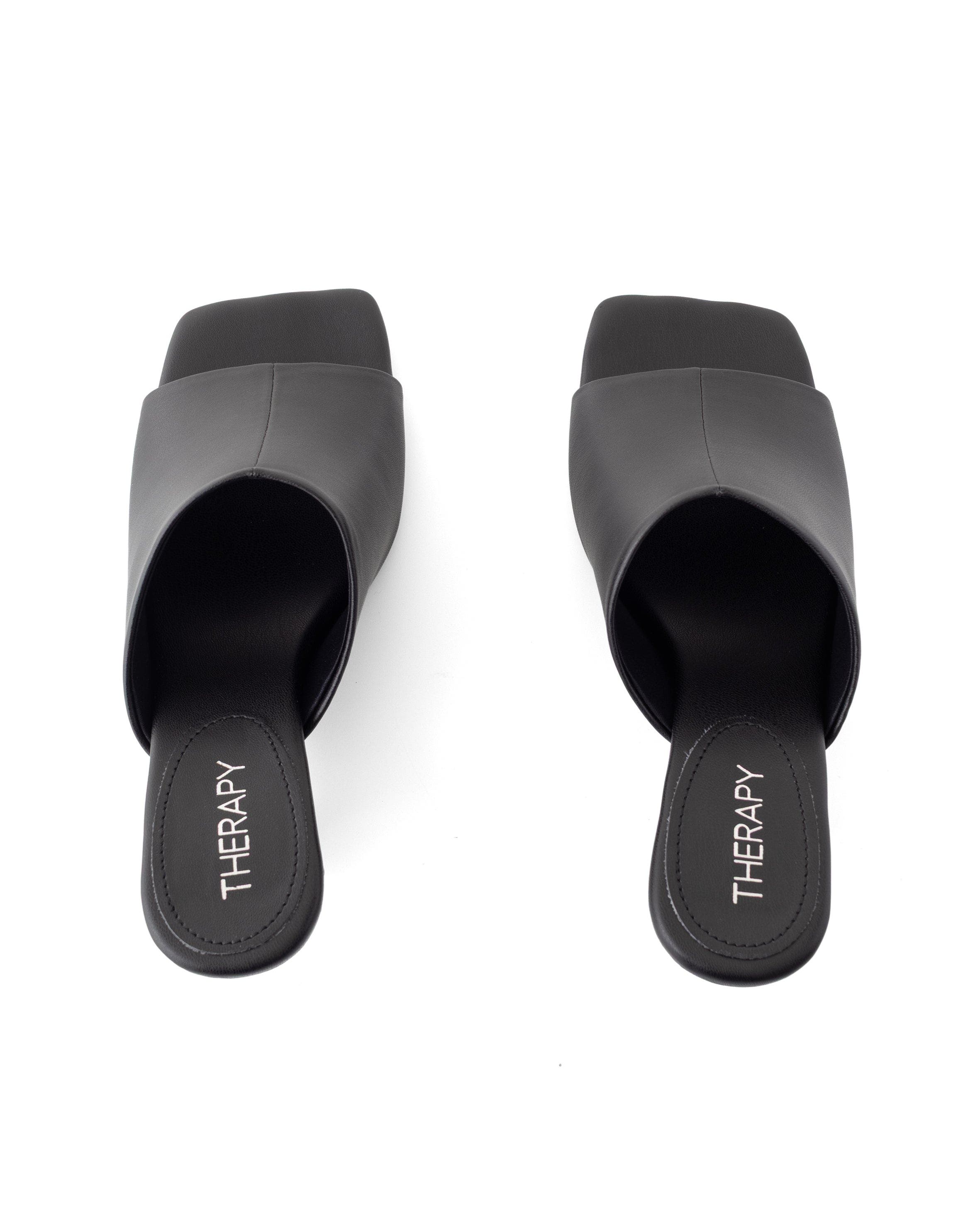 Therapy Australia Nassau Square Toe Low Kitten Heel, Alternate, color, Black Pu