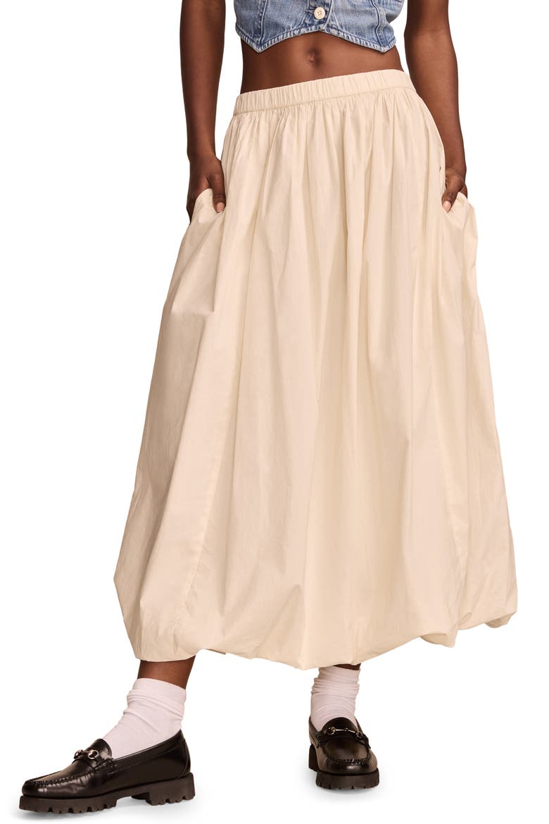 Cotton Poplin Bubble Hem Maxi Skirt, Main, color, WHISPER WHITE
