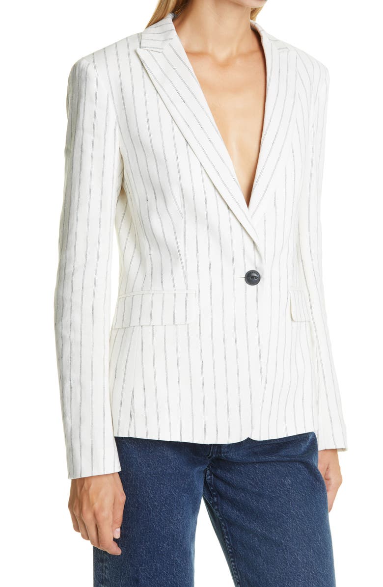 rag & bone Lexington Stripe Linen Blend Blazer, Alternate, color, 