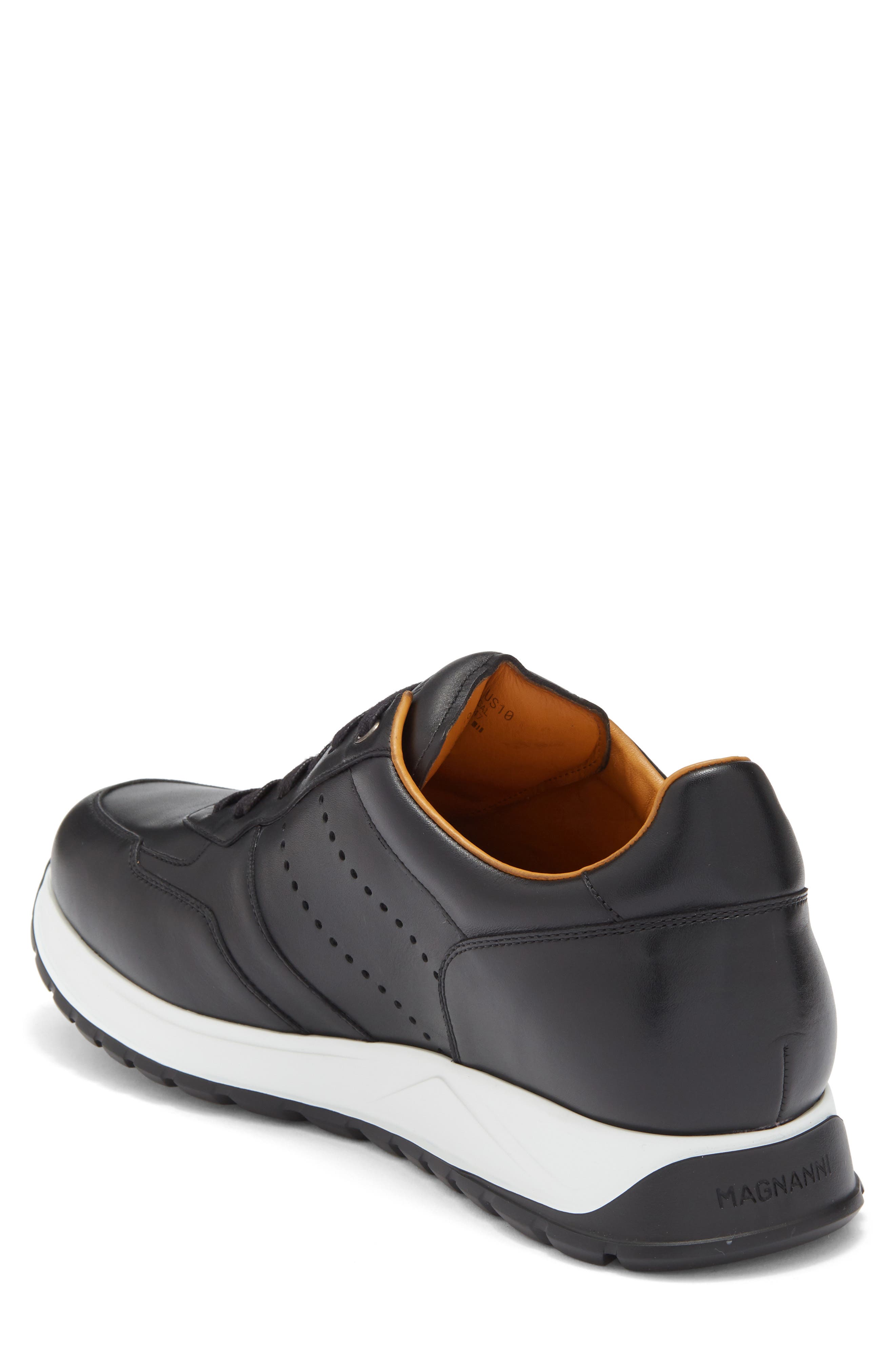 Magnanni Fado Leather Sneaker, Alternate, color, Black/ Black