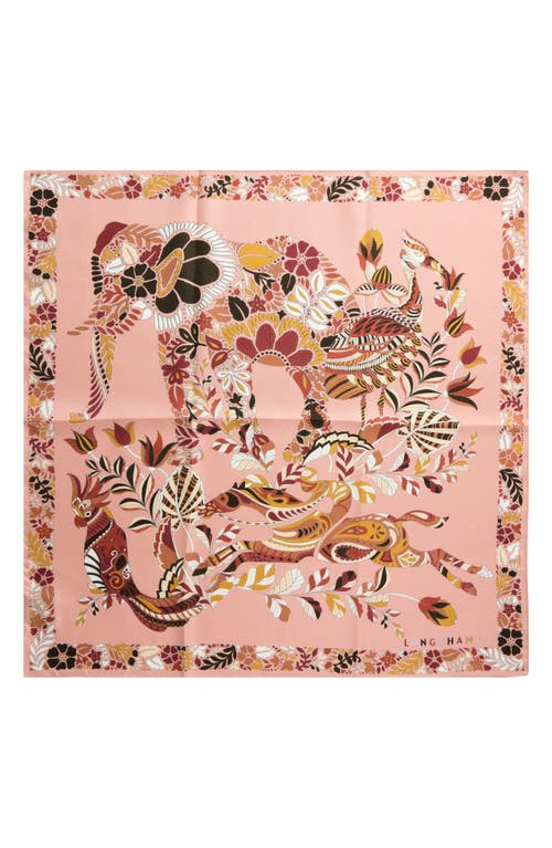 Longchamp Forest Square Silk Scarf In Brown