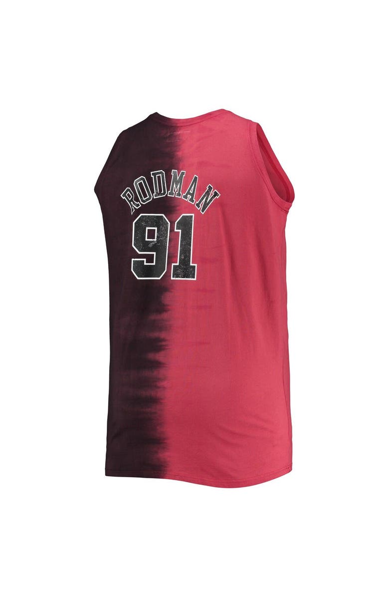 Mitchell & Ness Men's Mitchell & Ness Dennis Rodman Black/Red Chicago Bulls Big & Tall Profile Tie-Dye Player Tank Top, Alternate, color, 