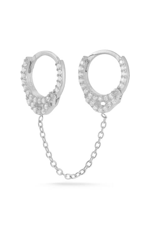 Pavé Double Piercing Huggie Hoop Earrings