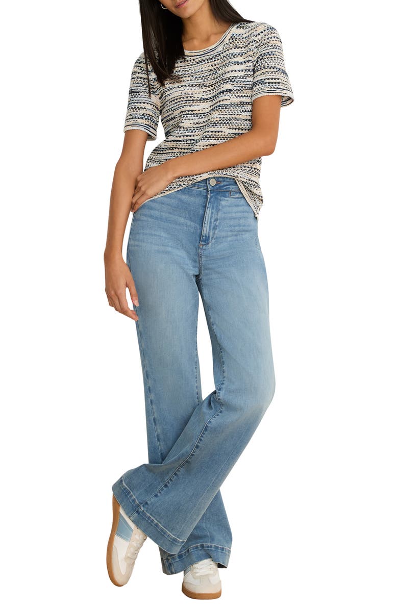 NIC+ZOE Space Dye Tuck Stitch Sweater, Alternate, color, Blue Multi