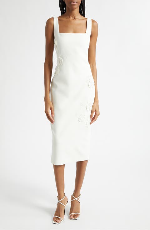 Barrie Floral Appliqué Sleeveless Midi Dress