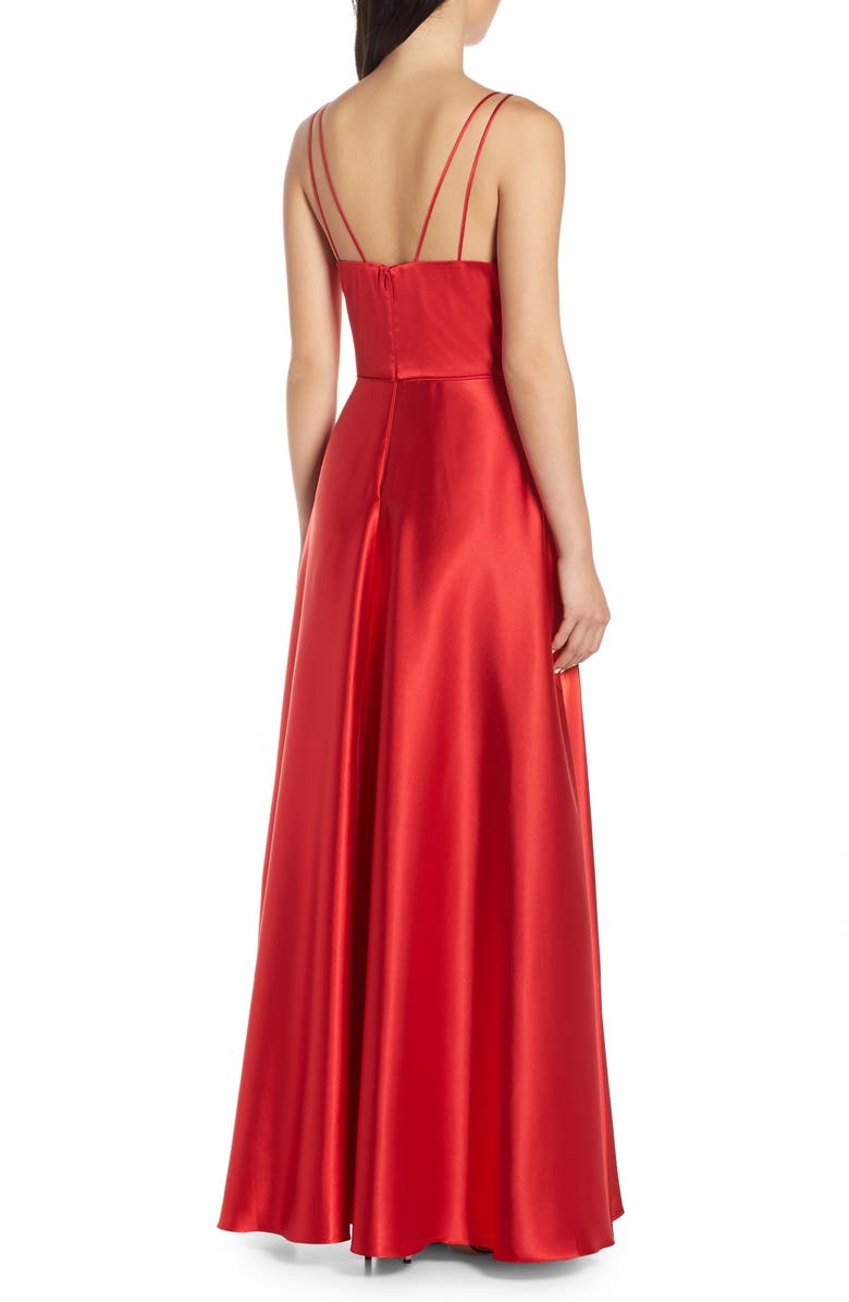 Sequin Hearts Double Strap Satin Evening Gown, Alternate, color,