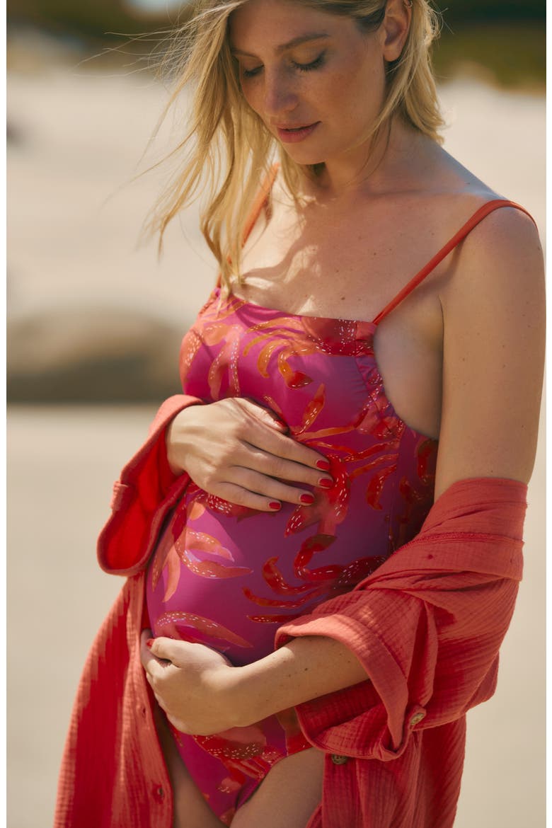 Maternity Swimsuit Nori, Alternate, color, PINK MULTI