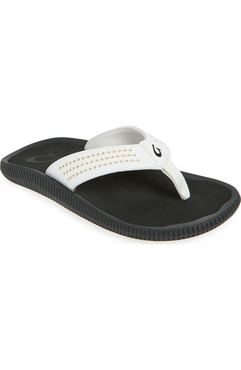 OluKai Ulele Golf Sandal, Main, color, White / Lava Rock