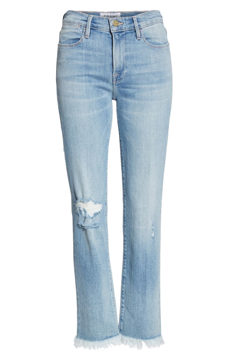 FRAME Le High Frayed Hem Crop Straight Leg Jeans, Alternate, color, 