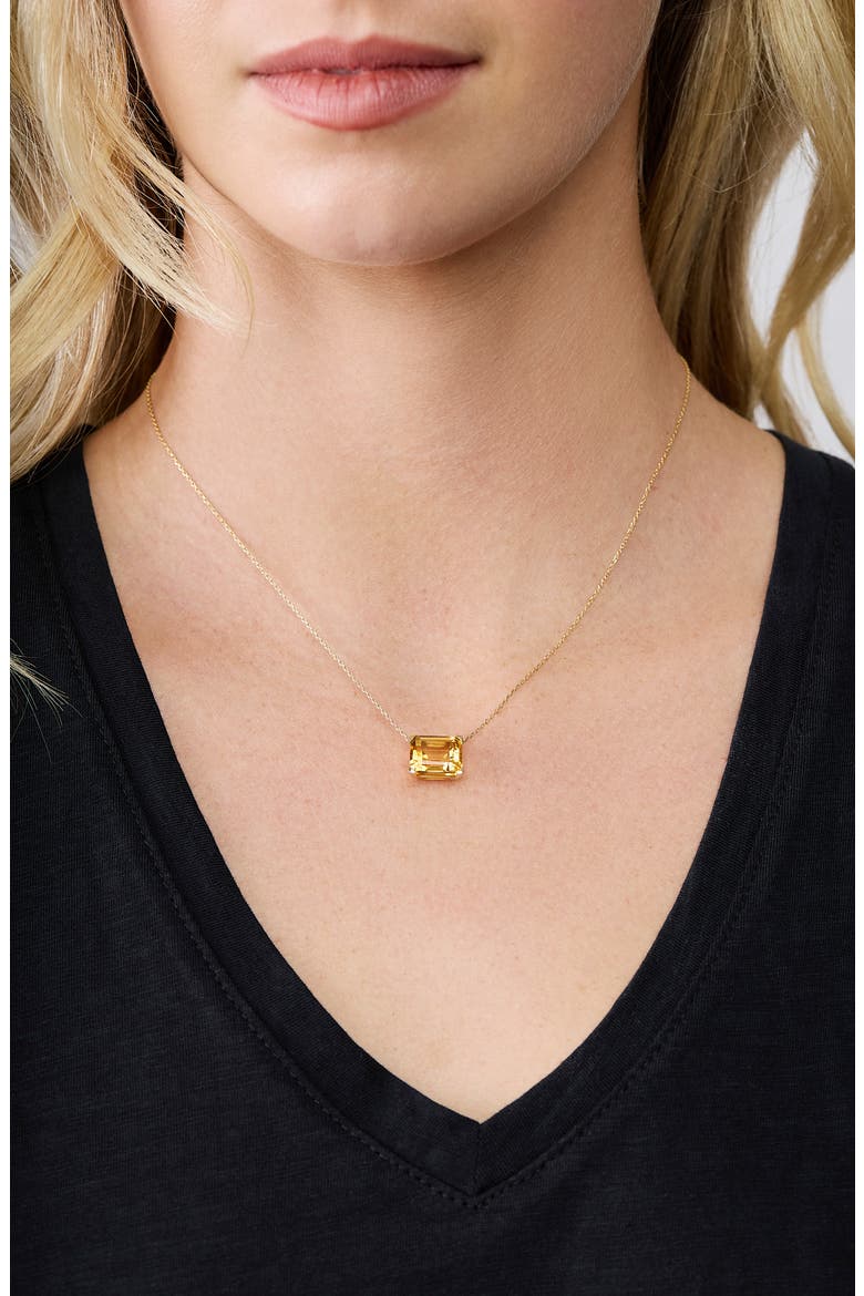 14K Yellow Gold Semiprecious Stone Cube Pendant Necklace, Alternate, color, 14K GOLD/ YELLOW