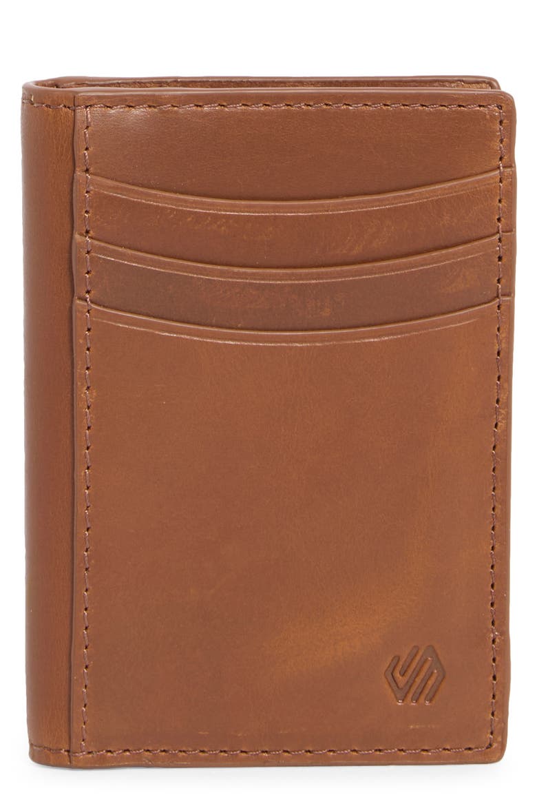 Hunter Glazed Leather Money Clip Wallet, Main, color, TAN